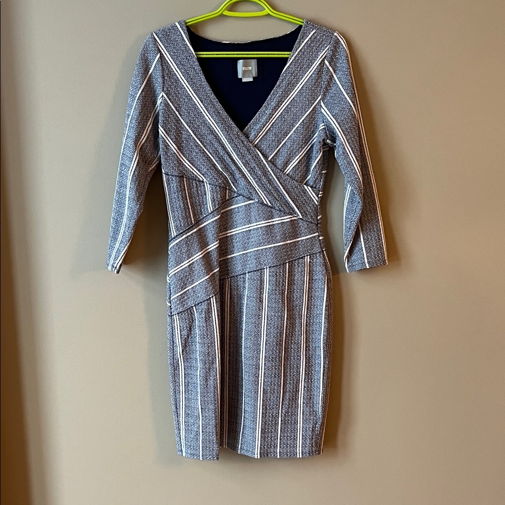 Anthropologie Maeve Elegant Striped V-Neck Dress